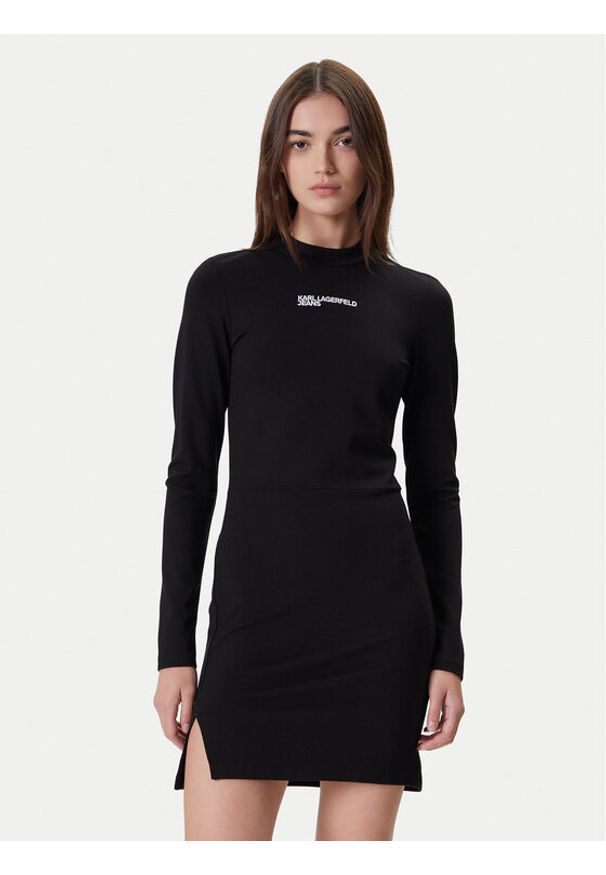 Karl Lagerfeld Jeans Sukienka codzienna A4W13005 Czarny Slim Fit. Okazja: na co dzień. Kolor: czarny. Materiał: wiskoza. Typ sukienki: proste. Styl: casual