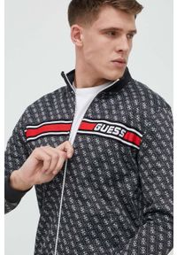 Guess bluza męska kolor czarny wzorzysta. Kolor: czarny. Materiał: dzianina. Wzór: aplikacja #3