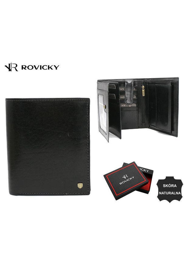 ROVICKY - Portfel skórzany Rovicky 22316-VT-RVT czarny. Kolor: czarny. Materiał: skóra