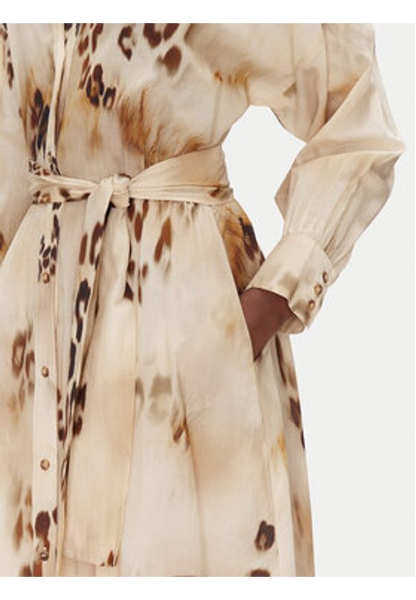 ACCESS FASHION Sukienka koszulowa 53-3392-0051 Beżowy Regular Fit. Kolor: beżowy. Materiał: bawełna. Typ sukienki: koszulowe