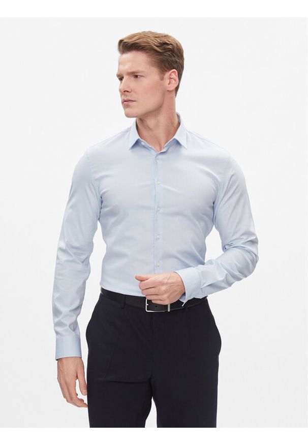 Calvin Klein Koszula K10K112301 Błękitny Slim Fit. Kolor: niebieski. Materiał: bawełna