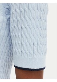 TOMMY HILFIGER - Tommy Hilfiger Sweter Fine Gg Cable Boat WW0WW50103 Niebieski jasny Regular Fit. Kolor: niebieski. Materiał: bawełna #3