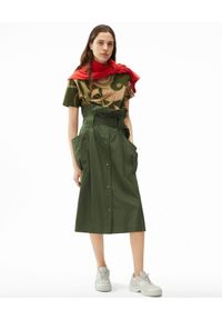 Kenzo - KENZO - Spódnica midi w kolorze khaki. Stan: podwyższony. Kolor: zielony. Materiał: materiał #6