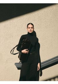 Reserved - Skórzana torebka shopper - mahoniowy. Kolor: brązowy. Materiał: skórzane #1