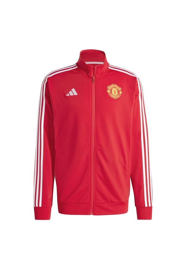 Adidas - Bluza Manchester United DNA 2024/25. Kolor: czerwony. Materiał: dresówka, materiał. Sport: piłka nożna