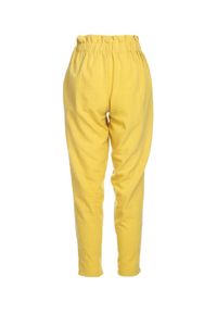 Born2be - Żółte Spodnie Exanimate. Stan: podwyższony. Kolor: żółty. Materiał: bawełna. Wzór: jednolity, aplikacja, nadruk, gładki, kwiaty. Styl: klasyczny #6