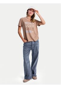 Roxy T-Shirt ERJZT06024 Brązowy Regular Fit. Kolor: brązowy. Materiał: bawełna #5