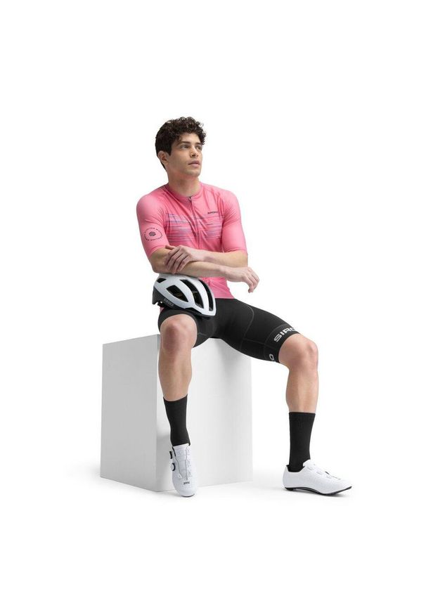 SIROKO - Męska koszulka rowerowa z krótkim rękawem Kolarstwo Siroko M2 Toscano. Kolor: wielokolorowy, różowy, pomarańczowy. Materiał: jersey. Długość rękawa: krótki rękaw. Długość: krótkie. Sport: kolarstwo