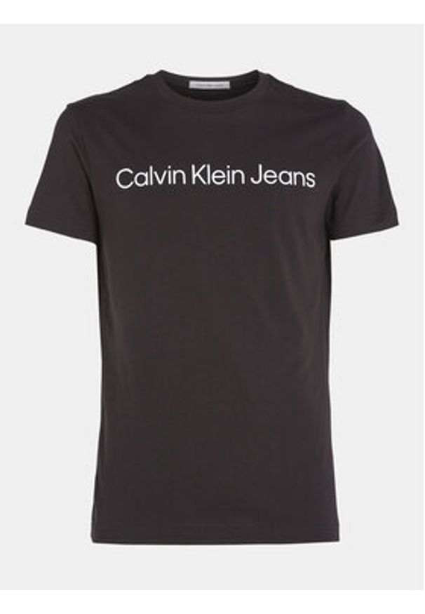 Calvin Klein Jeans T-Shirt J30J322552 Czarny Slim Fit. Kolor: czarny. Materiał: bawełna