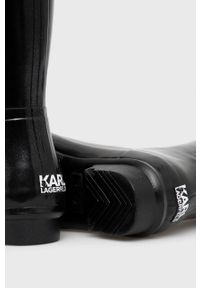 Karl Lagerfeld Kalosze damskie kolor czarny. Nosek buta: okrągły. Kolor: czarny. Materiał: materiał, guma. Obcas: na platformie #4