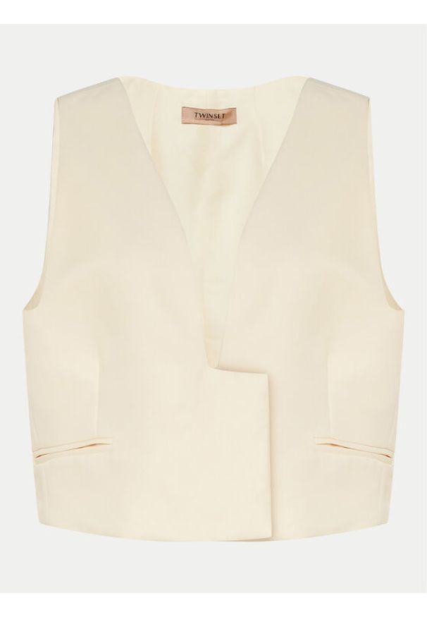 TwinSet - TWINSET Kamizelka 241TT2100 Écru Slim Fit. Materiał: wiskoza