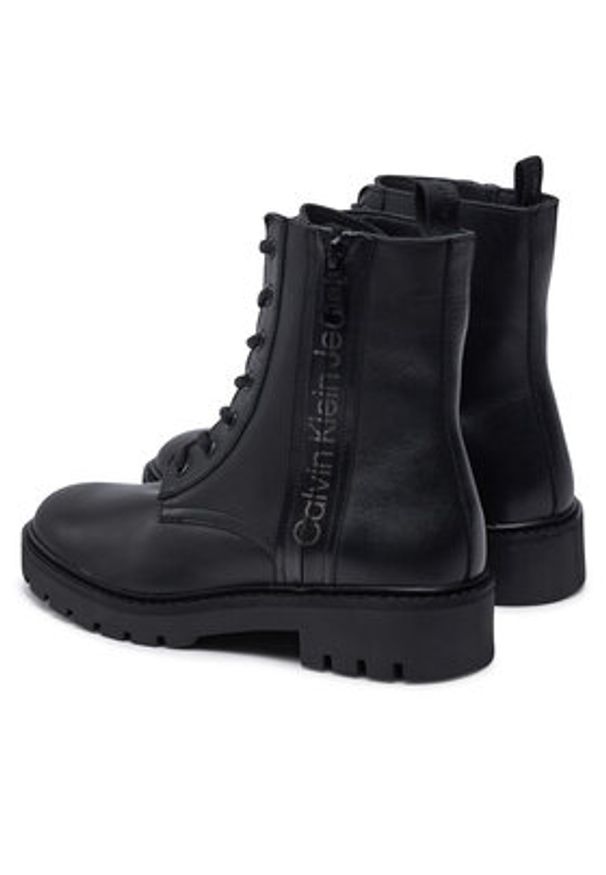 Calvin Klein Jeans Botki Combat Mid Laceup Zip Wn YW0YW01035 Czarny. Kolor: czarny. Materiał: skóra