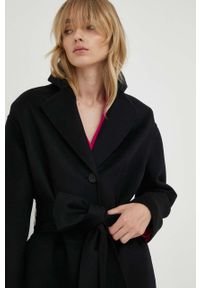 Liviana Conti płaszcz wełniany kolor czarny przejściowy oversize. Kolor: czarny. Materiał: wełna. Długość: długie. Styl: klasyczny #2