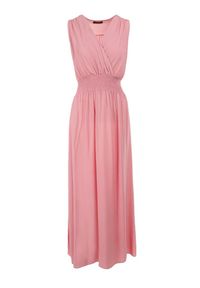 Born2be - Różowa Sukienka Clymiolea. Kolor: różowy. Materiał: wiskoza, tkanina. Długość rękawa: na ramiączkach. Wzór: jednolity. Typ sukienki: kopertowe. Styl: elegancki. Długość: maxi #3