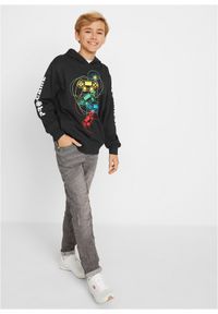 bonprix - Bluza z kapturem z czystej bawełny organicznej. Typ kołnierza: kaptur. Kolor: czarny. Materiał: bawełna. Wzór: nadruk #2