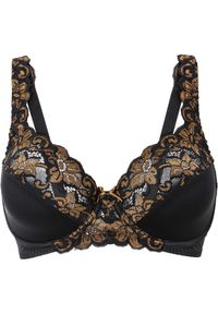 bonprix - Biustonosz na fiszbinach z delikatną koronką. Kolor: czarny. Materiał: poliamid, koronka. Wzór: koronka #1