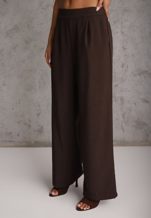 Renee - Brązowy Komplet z Bawełną w Garniturowym Stylu Kamizelka i Spodnie Meloreida. Kolor: brązowy. Materiał: bawełna. Wzór: gładki