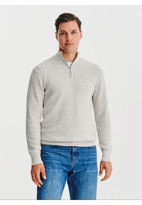 Pako Lorente - PAKO LORENTE- Szary sweter z rozpinaną stójką. Okazja: na co dzień. Typ kołnierza: kołnierzyk stójkowy. Kolor: szary. Materiał: wełna, bawełna. Sezon: jesień. Styl: casual #1