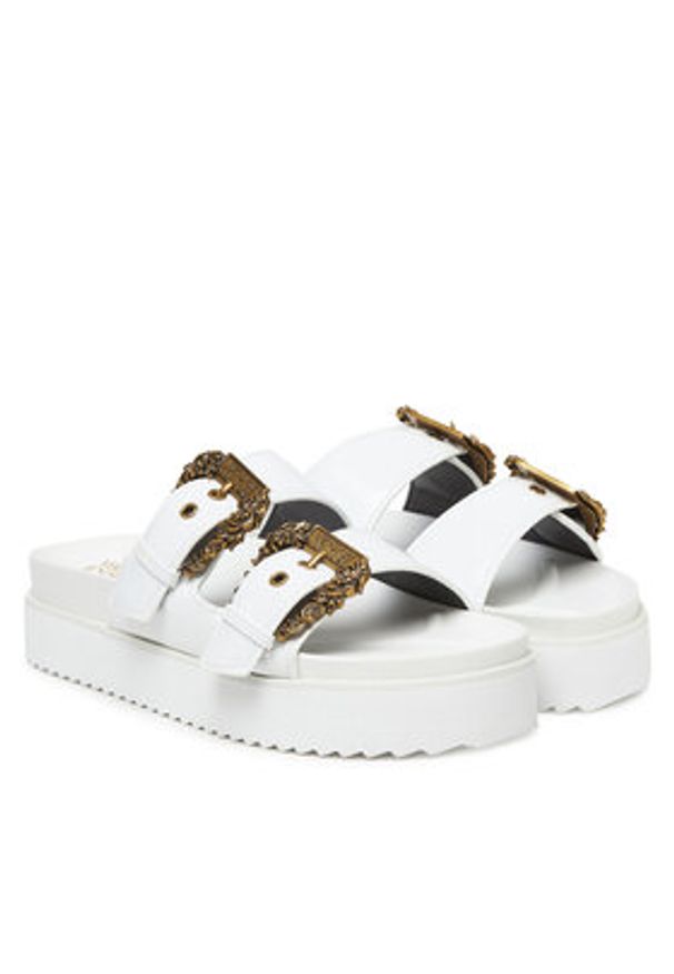 Versace Jeans Couture Klapki 78VA3SM1 Biały. Kolor: biały. Materiał: skóra