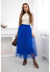 Kesi Włoski - Spódnica tiulowa chabrowa. Kolor: niebieski. Materiał: tiul. Styl: elegancki