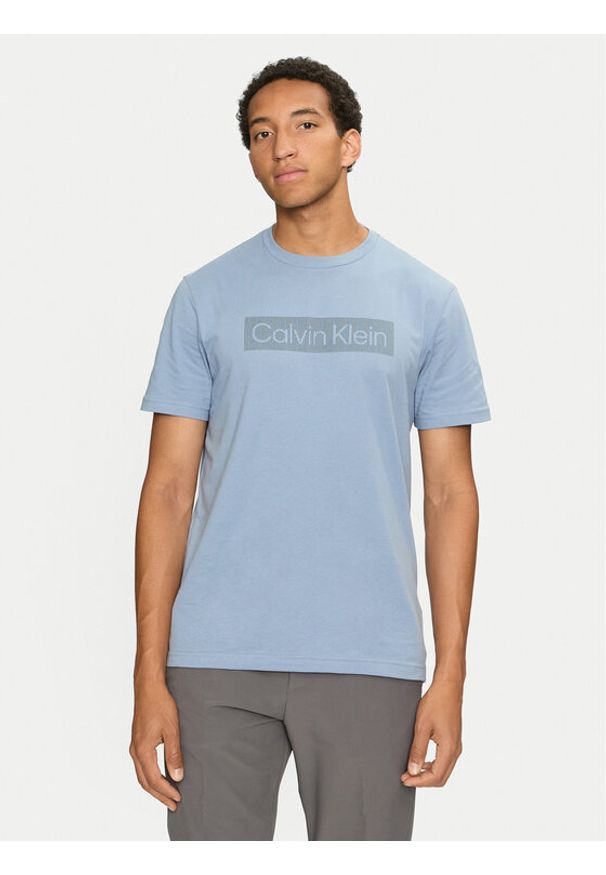 Calvin Klein T-Shirt Striped Logo K10K113590 Błękitny Regular Fit. Kolor: niebieski. Materiał: bawełna