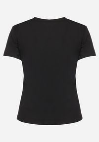 Born2be - Czarny Bawełniany T-shirt Koszulka z Krótkim Rękawem z Nadrukiem i Cyrkoniami Qumara. Kolor: czarny. Materiał: bawełna. Długość rękawa: krótki rękaw. Długość: krótkie. Wzór: nadruk. Styl: klasyczny #7