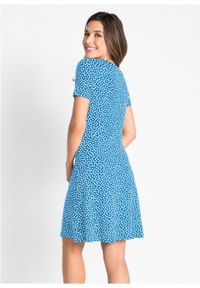 Sukienka z dżerseju z zaznaczoną talią bonprix lodowy niebieski - biały w kropki. Kolor: niebieski. Materiał: jersey. Wzór: kropki #3