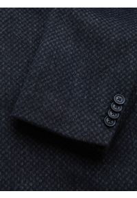 Ombre Clothing - Rozpinany męski płaszcz z wełną – granatowy V1 - Rozmiar: XXL. Kolor: niebieski. Materiał: wełna. Sezon: zima. Styl: elegancki #5