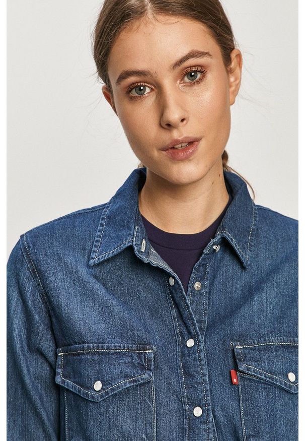 Levi's® - Levi's - Koszula. Okazja: na spotkanie biznesowe, na co dzień. Kolor: niebieski. Materiał: tkanina. Wzór: gładki. Styl: casual, biznesowy