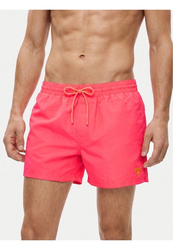 Guess Szorty kąpielowe F6GT25 WG282 SHORT Różowy Regular Fit. Kolor: różowy. Materiał: syntetyk