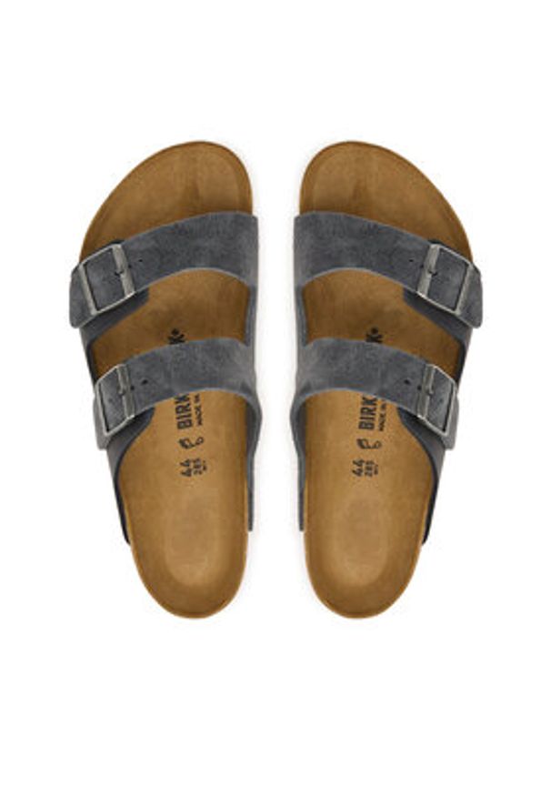 Birkenstock Klapki Arizona 1032435 Szary ciemny. Kolor: szary. Materiał: skóra, zamsz