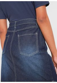 Spódnica dżinsowa ze stretchem i ozdobnym sznurowaniem bonprix ciemnoniebieski "used". Kolor: niebieski #4