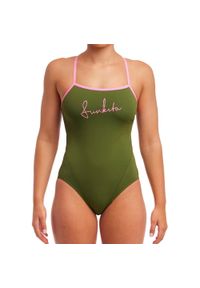 Strój do pływania FUNKITA Glamo Camo - Single Strap. Kolor: zielony