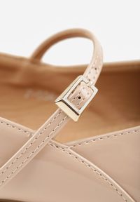 Renee - Beżowe Balerinki Mary Jane na Płaskiej Podeszwie z Paskami na Sprzączki Zinitia. Okazja: na co dzień. Zapięcie: pasek. Kolor: beżowy. Materiał: jeans. Obcas: na płaskiej podeszwie. Styl: casual, elegancki, klasyczny #5