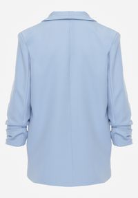 Renee - Jasnoniebieska Marynarka Niezapinana z Marszczonymi Rękawami Orolea. Okazja: na spotkanie biznesowe, na co dzień. Kolor: niebieski. Materiał: tkanina, koronka. Wzór: jednolity, gładki. Styl: elegancki, biznesowy, casual #8