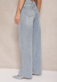 Renee - Niebieskie Jeansy z Bawełną Ozdobione Cyrkoniami Bitoria. Okazja: na co dzień. Stan: podwyższony. Kolor: niebieski. Wzór: aplikacja. Styl: casual, elegancki