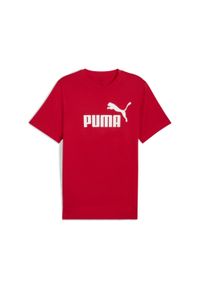Puma - Męska koszulka Essentials z logo No. 1 PUMA For All Time Red. Kolor: czerwony, biały, wielokolorowy. Materiał: guma. Wzór: nadruk. Sport: fitness