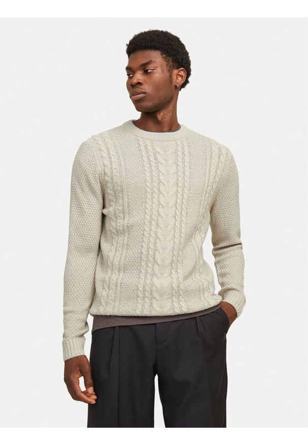 Jack & Jones Sweter Craig 12258480 Écru Regular Fit. Materiał: syntetyk