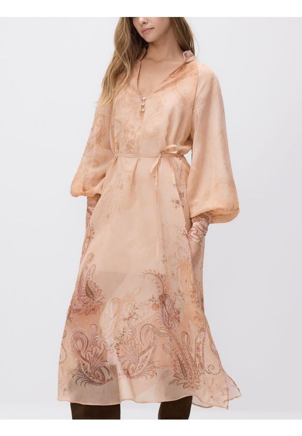 Reserved - Sukienka z lyocellem - wielobarwny. Materiał: tkanina