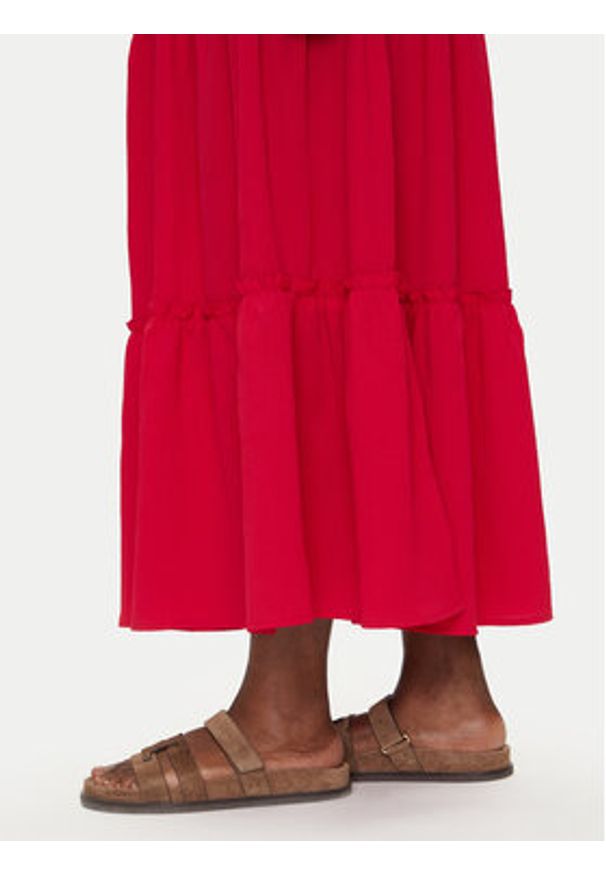 Iconique Sukienka letnia IC25-009 Czerwony Regular Fit. Kolor: czerwony. Materiał: syntetyk. Sezon: lato