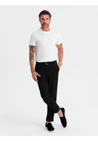 Ombre Clothing - Męski klasyczny bawełniany T-shirt BASIC - biały V4 OM-TSBS-0236 - XXL. Okazja: na co dzień. Kolor: biały. Materiał: bawełna. Styl: klasyczny #3