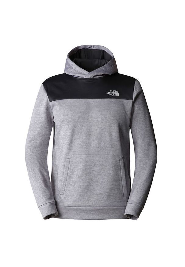 Bluza The North Face Reaxion Fleece Pullover Hoodie 0A7ZA8FTM1 - szara. Okazja: na co dzień. Typ kołnierza: kaptur. Kolor: szary. Materiał: poliester. Wzór: aplikacja. Styl: casual, klasyczny