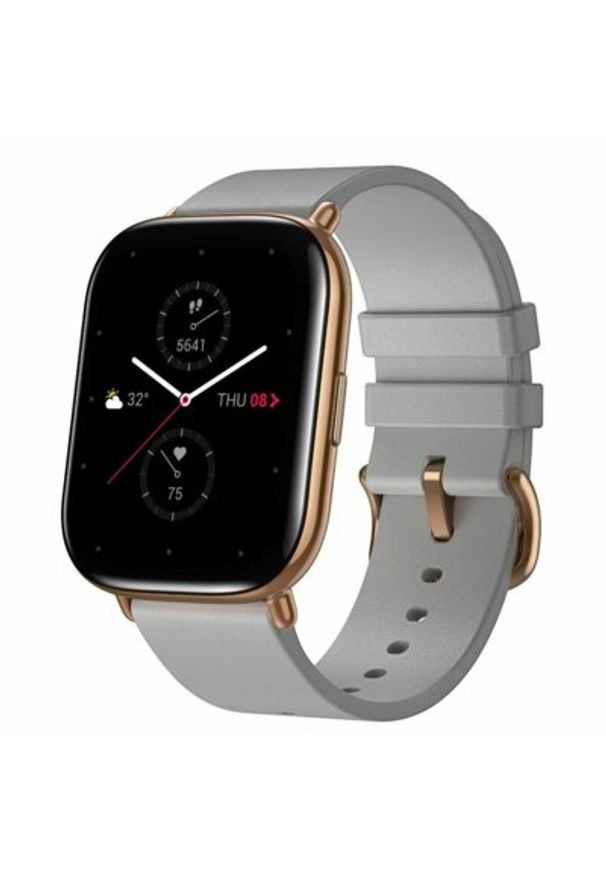 Huami - Smartwatch AMAZFIT Zeep E Square Szaro-złoty. Rodzaj zegarka: smartwatch. Kolor: złoty, wielokolorowy, szary. Materiał: materiał. Styl: klasyczny, elegancki, sportowy
