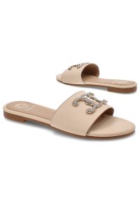 Beżowe Klapki Givana Eleganckie Buty Damskie. Kolor: beżowy. Materiał: materiał. Sezon: lato. Styl: elegancki #3