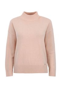 Ochnik - Jasnoróżowy sweter z golfem damski. Typ kołnierza: golf. Kolor: różowy. Materiał: akryl. Długość: długie #4