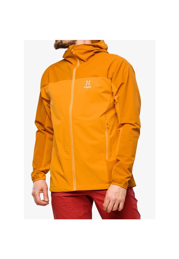 Haglöfs - Kurtka softshell męska Haglofs Moran Softshell Hood. Kolor: pomarańczowy. Materiał: softshell. Sport: turystyka piesza