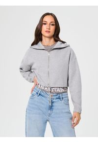 Sinsay - Bluza crop z kapturem - szary. Typ kołnierza: kaptur. Kolor: szary