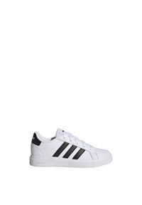 Buty do chodzenia dla dzieci Adidas Grand Court Lifestyle Tennis Lace-Up. Kolor: biały, wielokolorowy, czarny. Materiał: materiał, syntetyk. Sport: turystyka piesza