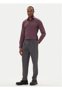 Calvin Klein Koszula LV019EU073 Bordowy Slim Fit. Kolor: czerwony. Materiał: syntetyk #3