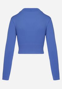 Born2be - Granatowa Krótka Bluza z Prążkowanego Materiału Zapinana na Suwaki Idendia. Kolor: niebieski. Materiał: prążkowany, materiał. Długość: krótkie. Styl: sportowy